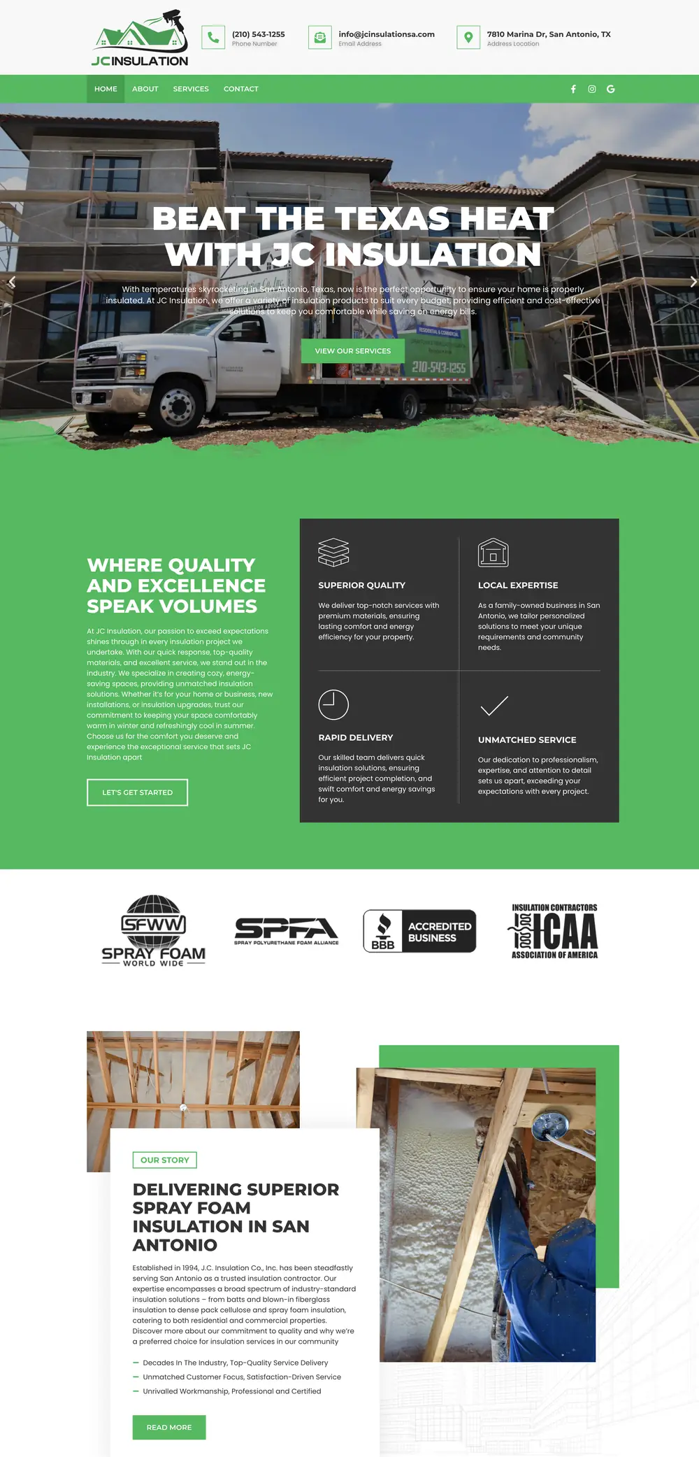 The JC Insulation homepage: spray foam and insulation in San Antonio.